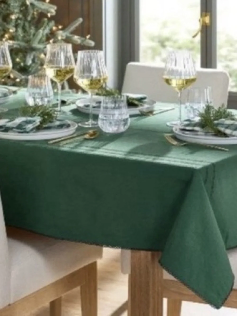 Hearth and Hand with Magnolia 60” x 84” tonal trim green tablecloth.  NWT.